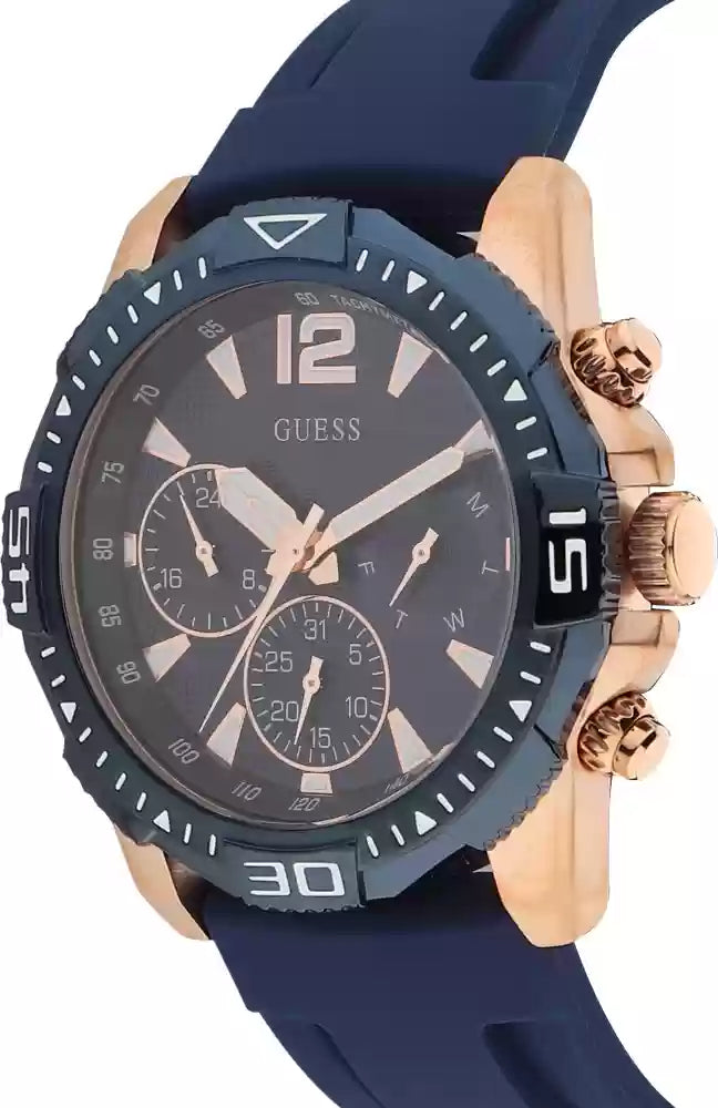 Guess Commander Blue Dial Blue Rubber Strap Watch for Men - GW0211G4 Buy Now By Guess