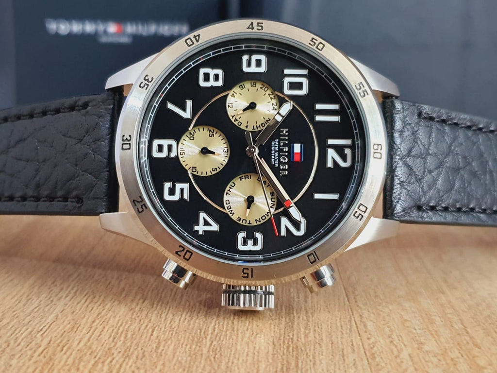 Tommy Hilfiger Sport Chronograph Black Dial Black Leather Strap Watch for Men - 1791050 Buy Now By Tommy Hilfiger