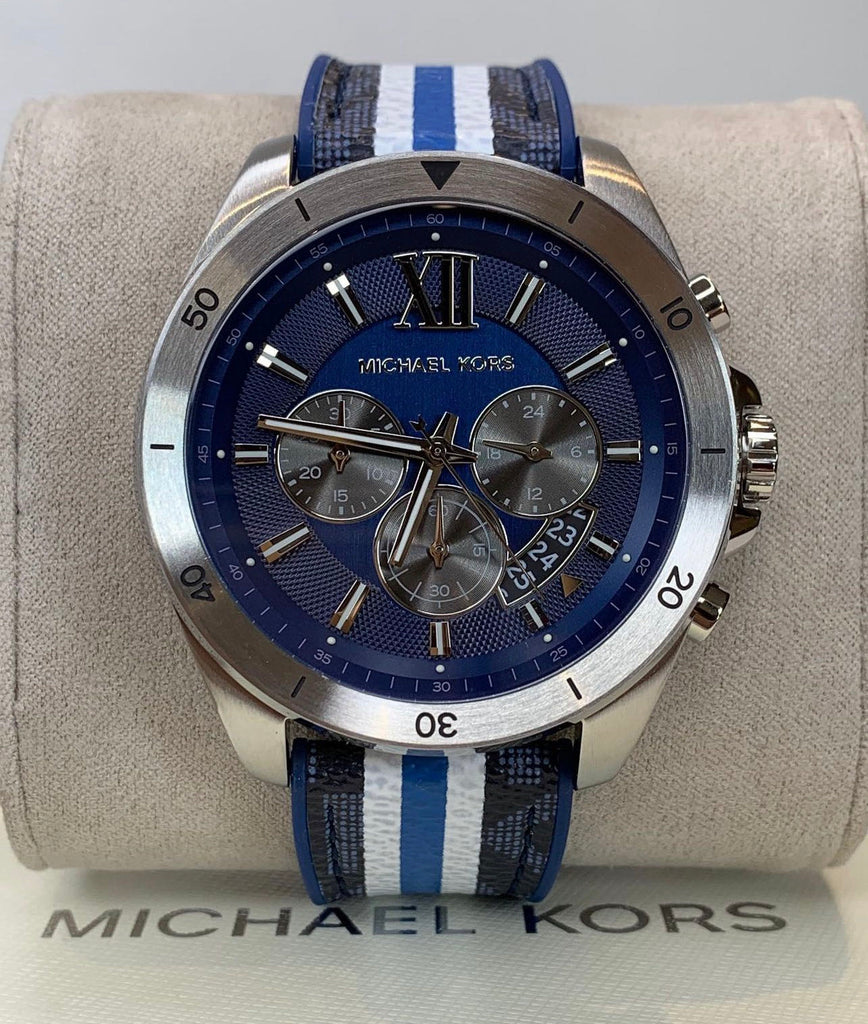 Michael Kors Brecken Chronograph Blue Dial Two Tone PVC Strap Watch For Men - MK8950 Buy Now By Michael Kors