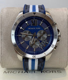 Michael Kors Brecken Chronograph Blue Dial Two Tone PVC Strap Watch For Men - MK8950 Buy Now By Michael Kors