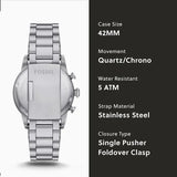 Fossil Sport Tourer Chronograph Black Dial Silver Steel Strap Watch for Men - FS6045 Buy Now By Fossil
