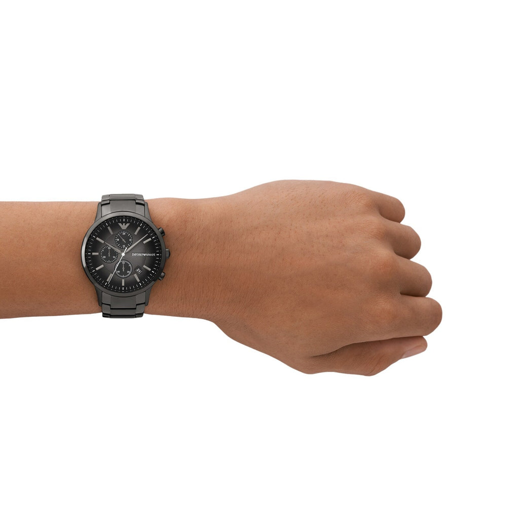 Emporio Armani Analog Chronograph Black Dial Black Steel Strap Watch For Men - AR11531 Buy Now By Emporio Armani