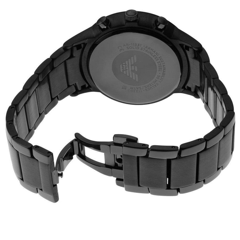 Emporio Armani Analog Chronograph Black Dial Black Steel Strap Watch For Men - AR11531 Buy Now By Emporio Armani