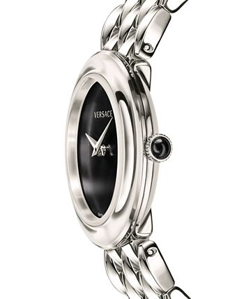 Versace V-Flare Quartz Black Dial Silver Steel Strap Watch for Women - VEBN00618 Buy Now By Versace