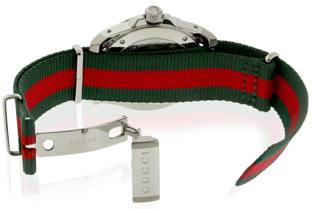 Gucci Dive White Dial Red & Green Nylon Strap Watch For Men - YA136207 Buy Now By Gucci