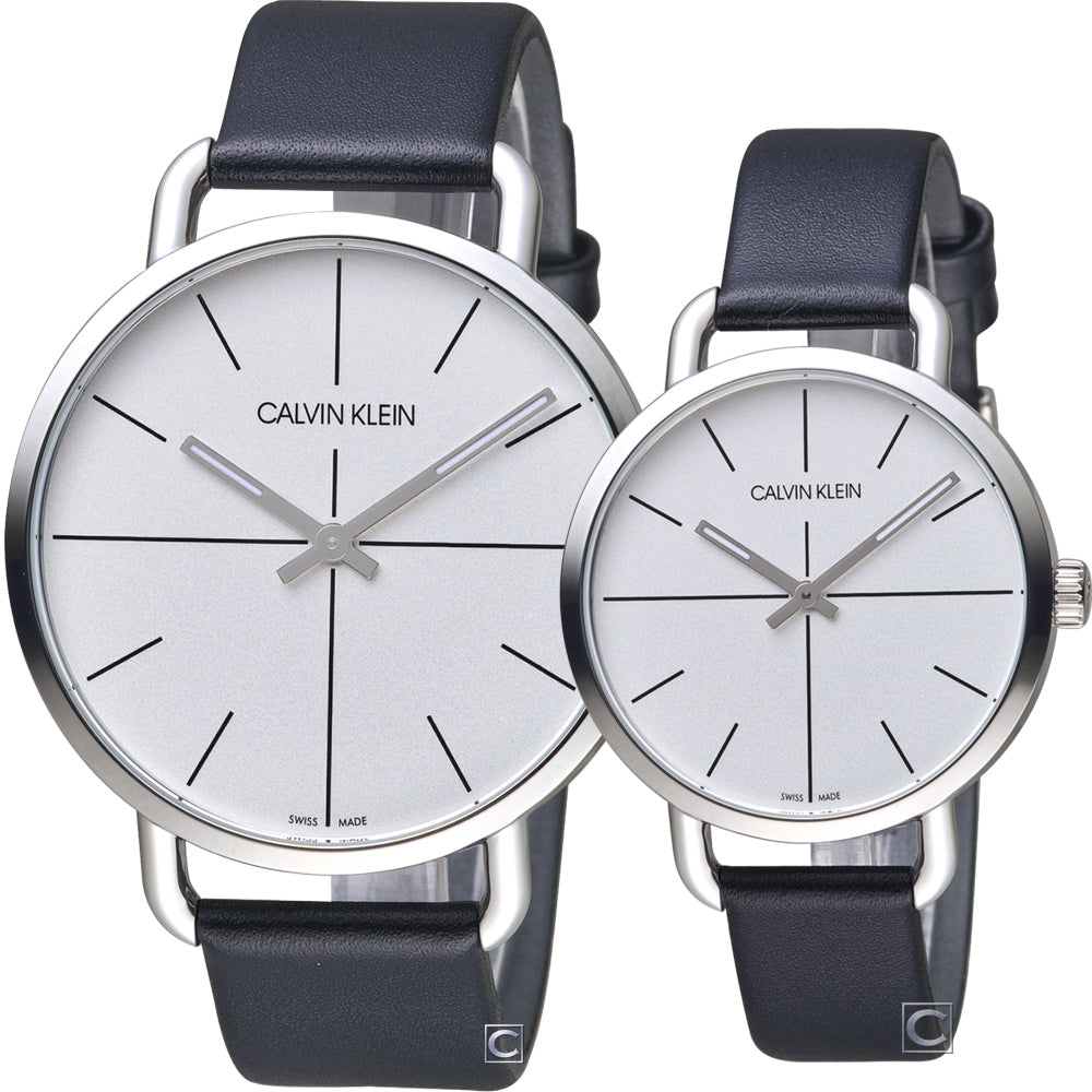 Calvin Klein Even Silver Dial Black Leather Strap Watch for Men - K7B211CY Buy Now By Calvin Klein