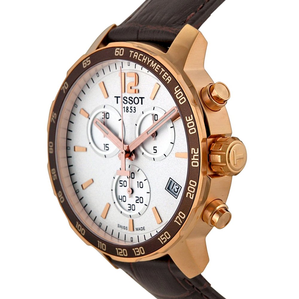 Tissot Quickster Chronograph 42mm White Dial Brown Leather Strap Watch For Men - T095.417.36.037.00 Buy Now By Tissot