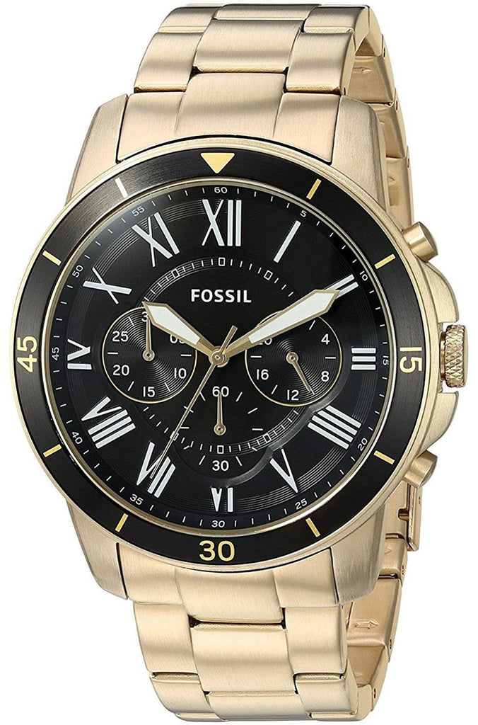 Fossil Inscription Automatic Black Dial Gold Steel Strap Watch for Men - FS5267 Buy Now By Fossil