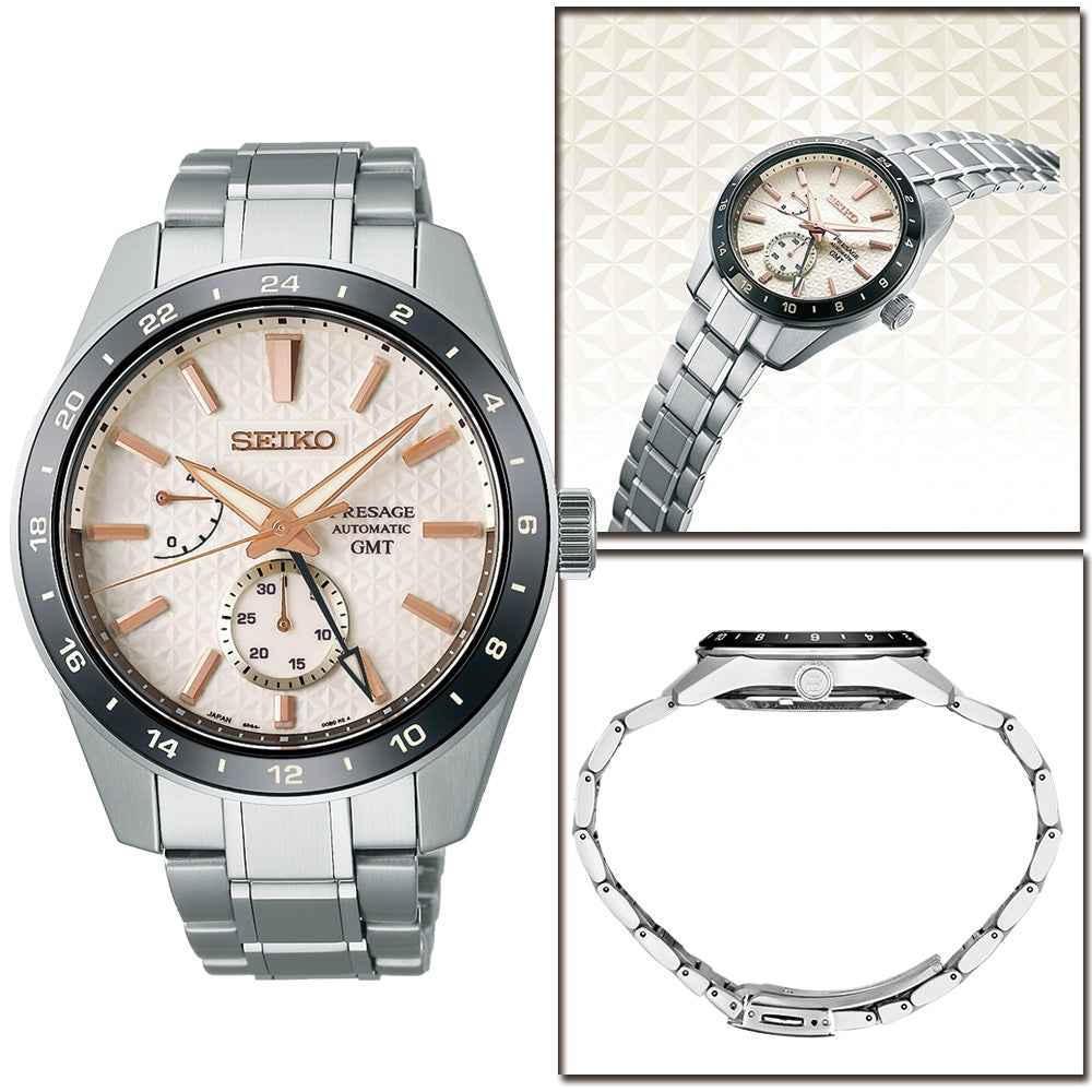 Seiko Presage Sharp Edged Series Automatic GMT Champagne Dial Silver Steel Strap Watch For Men - SPB273J1 Buy Now By Seiko