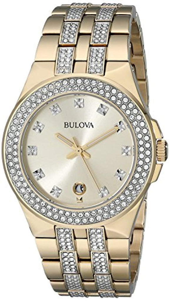 Bulova Crystal Collection Champagne Dial Two Tone Steel Strap Watch for Women - 98B174 Buy Now By Bulova