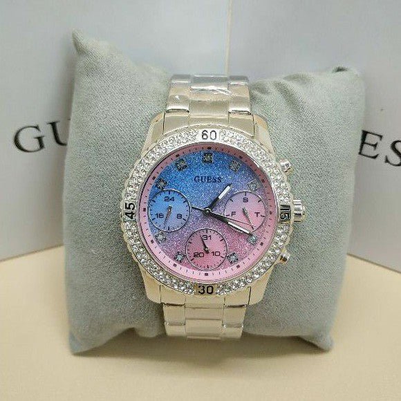 Guess Confetti Multicolored Dial Silver Steel Strap Watch For Women - W0774L1 Buy Now By Guess