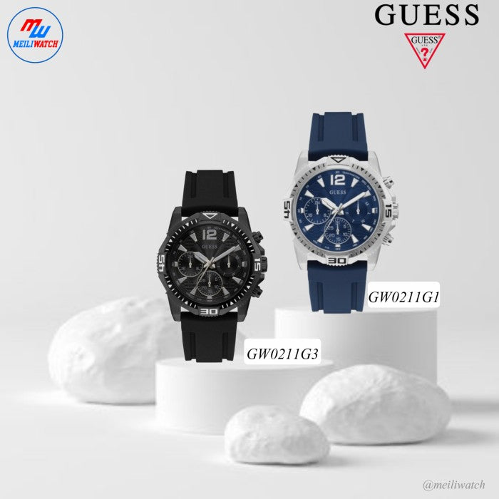 Guess Commander Blue Dial Blue Rubber Strap Watch for Men - GW0211G1 Buy Now By Guess