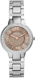 Fossil Virginia Taupe Dial Silver Steel Strap Watch for Women - ES4147 Buy Now By Fossil