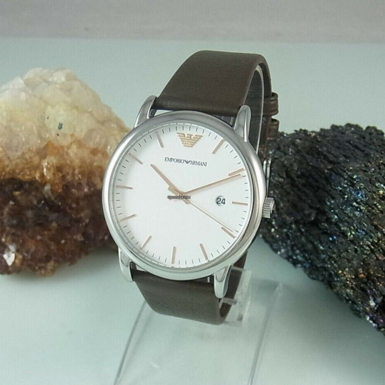 Emporio Armani Kappa Quartz White Dial Brown Leather Strap Watch For Men - AR80006 Buy Now By Emporio Armani