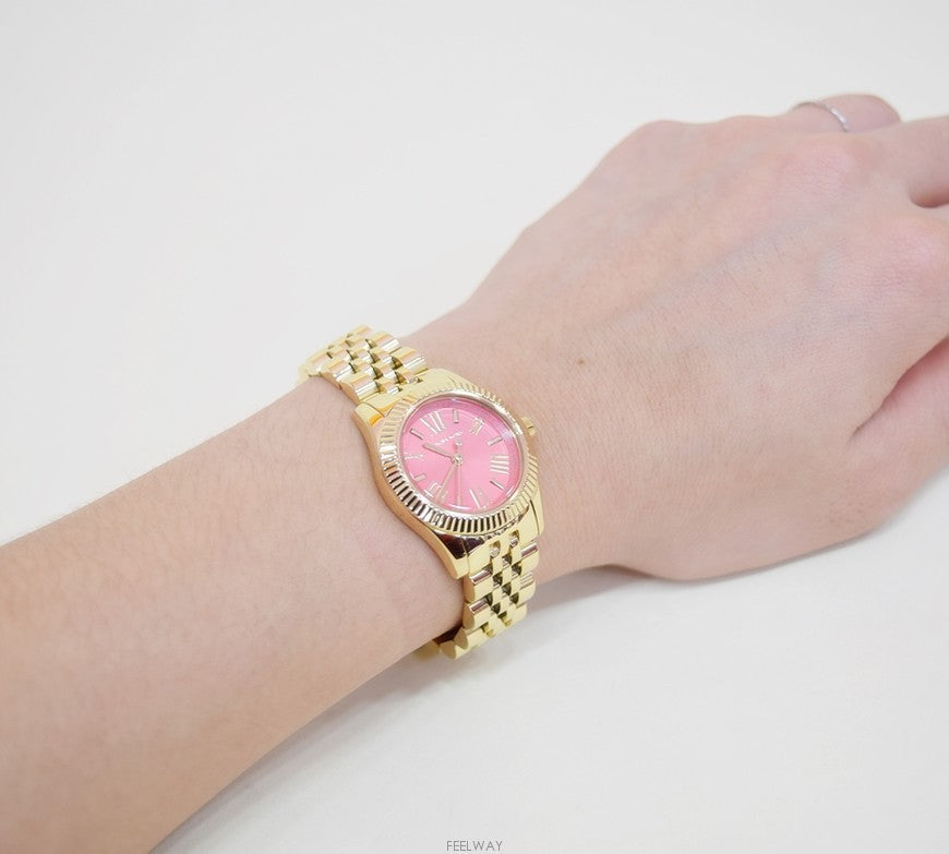 Michael Kors Lexington Quartz Orange Dial Gold Steel Strap Watch For Women - MK3284 Buy Now By Michael Kors