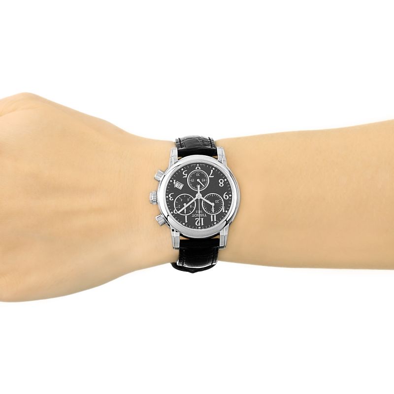 Tissot Dressport Chronograph Black Dial Black Leather Strap Watch for Women - T050.217.17.057.00 Buy Now By Tissot