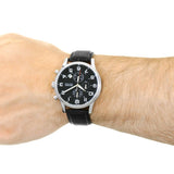Hugo Boss Aeroliner Chronograph Quartz Black Dial Black Leather Strap Watch For Men - HB1512448 Buy Now By Hugo Boss