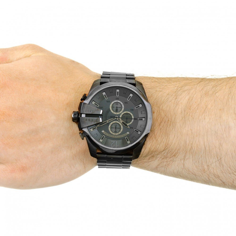 Diesel Mega Chief Chronograph Grey Dial Grey Steel Strap Watch for Men - DZ4282 Buy Now By Diesel