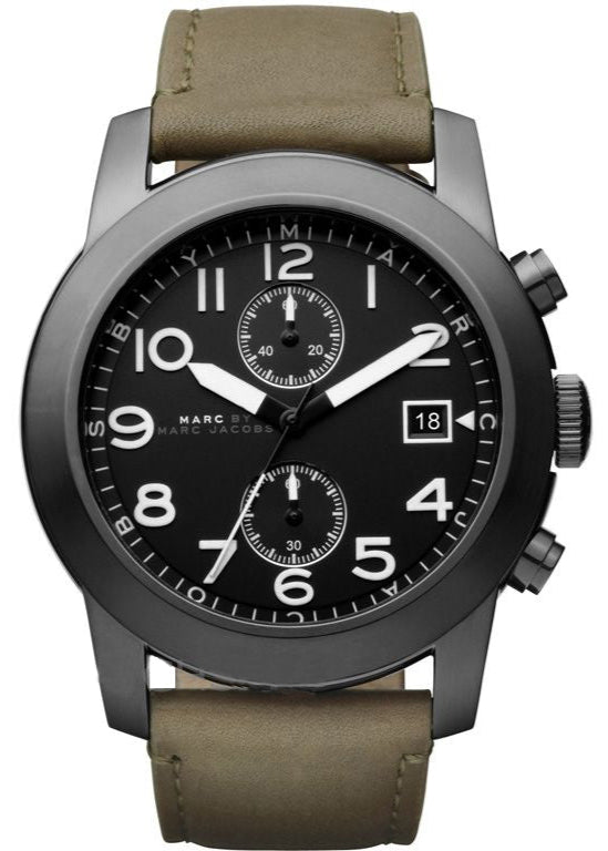 Marc Jacobs Larry Chronograph Black Dial Grey Leather Strap Watch for Men - MBM5034 Buy Now By Marc Jacobs