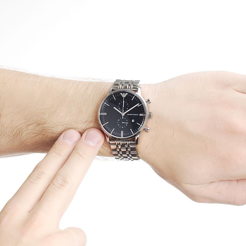 Emporio Armani Gianni Chronograph Blue Dial Silver Steel Strap Watch For Men - AR1648 Buy Now By Emporio Armani