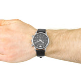 Emporio Armani Classic Chronograph Black Dial Black Leather Strap Watch For Men - AR1733 Buy Now By Emporio Armani