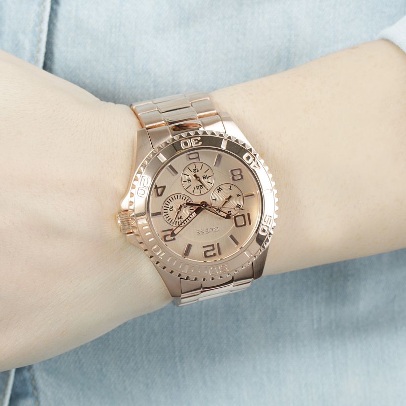 Guess BFF Multifunction Rose Gold Dial Rose Gold Steel Strap Watch for Women - W0231L4 Buy Now By Guess