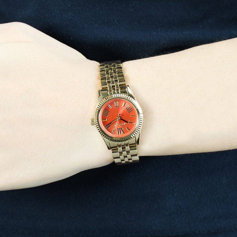 Michael Kors Lexington Quartz Orange Dial Gold Steel Strap Watch For Women - MK3284 Buy Now By Michael Kors