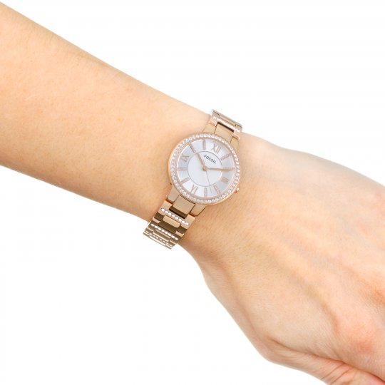 Fossil Virginia White Dial Gold Steel Strap Watch for Women - ES3283 Buy Now By Fossil