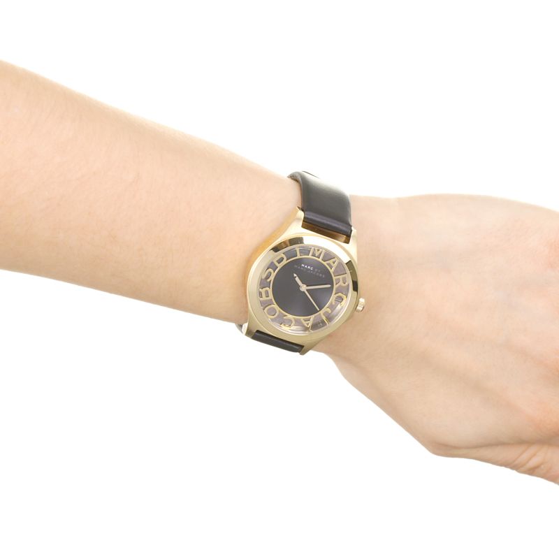 Marc Jacobs Henry Skeleton Black Dial Black Leather Strap Watch for Women - MBM1340 Buy Now By Marc Jacobs