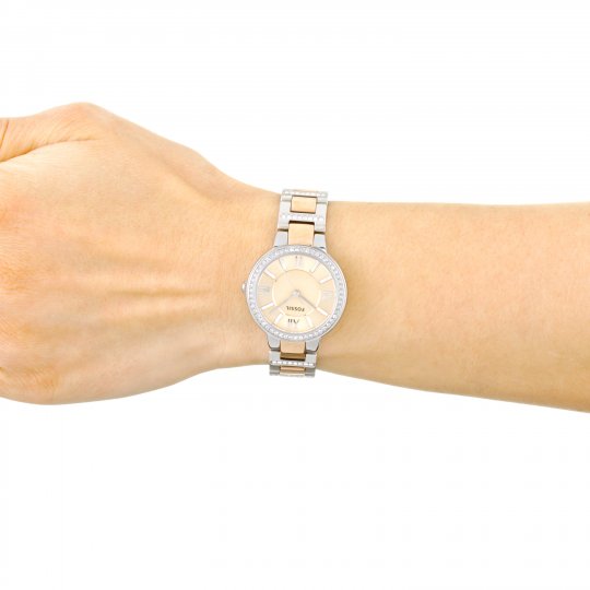 Fossil Virginia Rose Gold Dial Two Tone Steel Strap Watch for Women - ES3405 Buy Now By Fossil