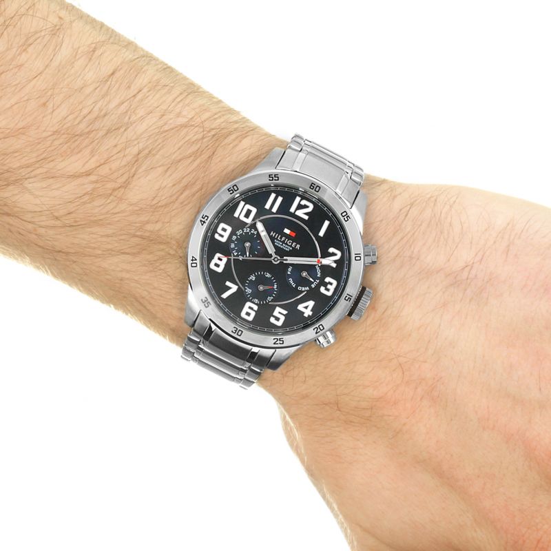 Tommy Hilfiger Trent Chronograph Blue Dial Silver Steel Strap Watch for Men - 1791053 Buy Now By Tommy Hilfiger