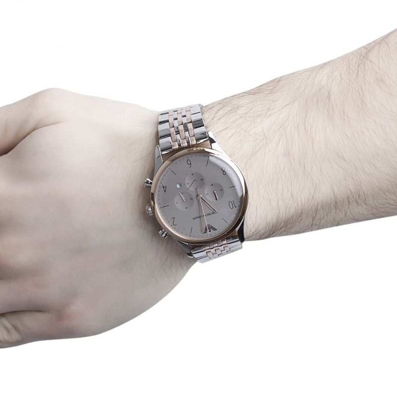 Emporio Armani Beta Chronograph Grey Dial Two Tone Steel Strap Watch For Men - AR1864 Buy Now By Emporio Armani