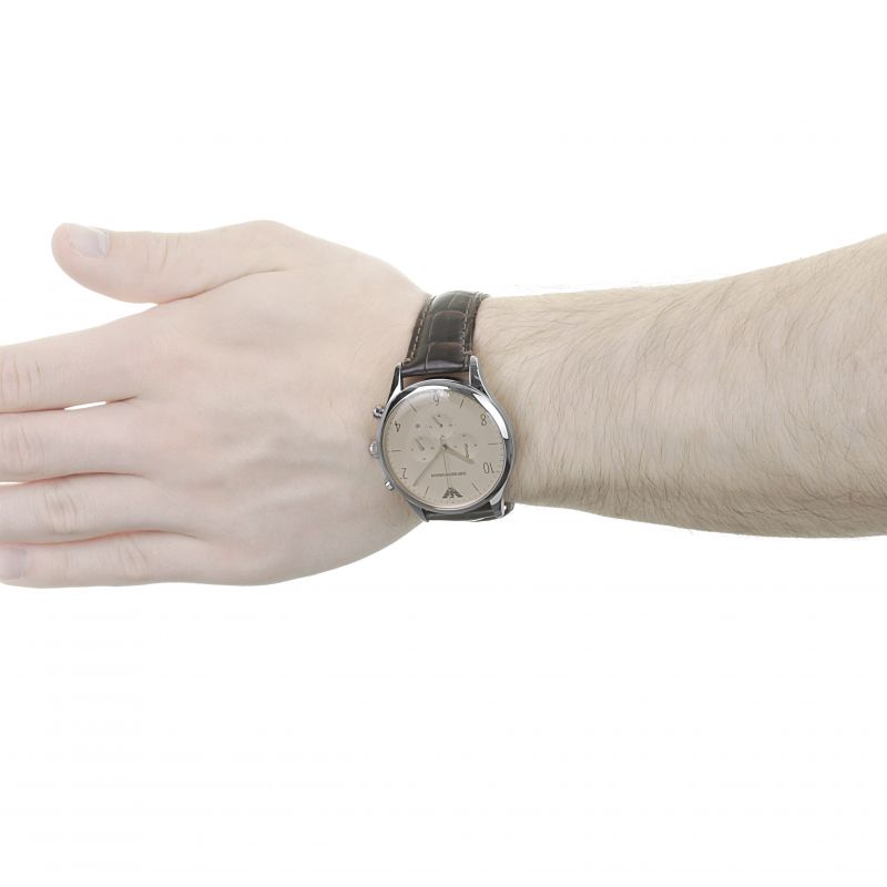 Emporio Armani Classic Chronograph Cream Dial Brown Leather Strap Watch For Men - AR1878 Buy Now By Emporio Armani