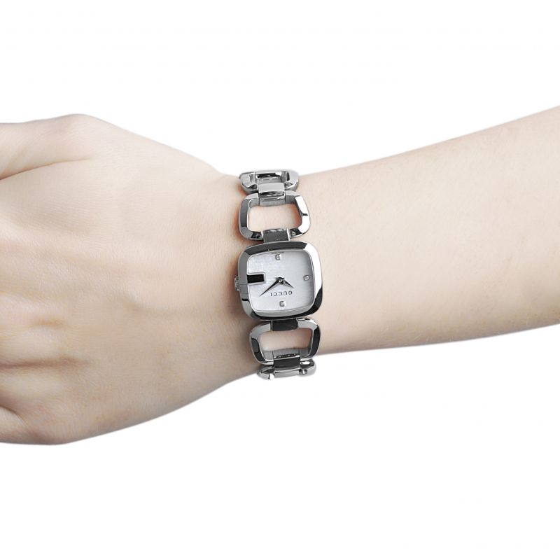Gucci G Gucci Diamonds Mother of Pearl Dial Silver Steel Strap Watch For Women - YA125502 Buy Now By Gucci