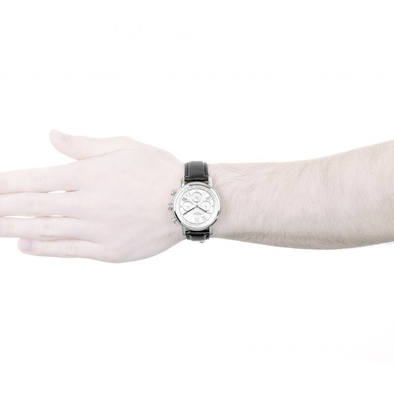 Fossil Buchanan Chronograph Silver Dial Black Leather Strap Watch for Men - FS5102 Buy Now By Fossil