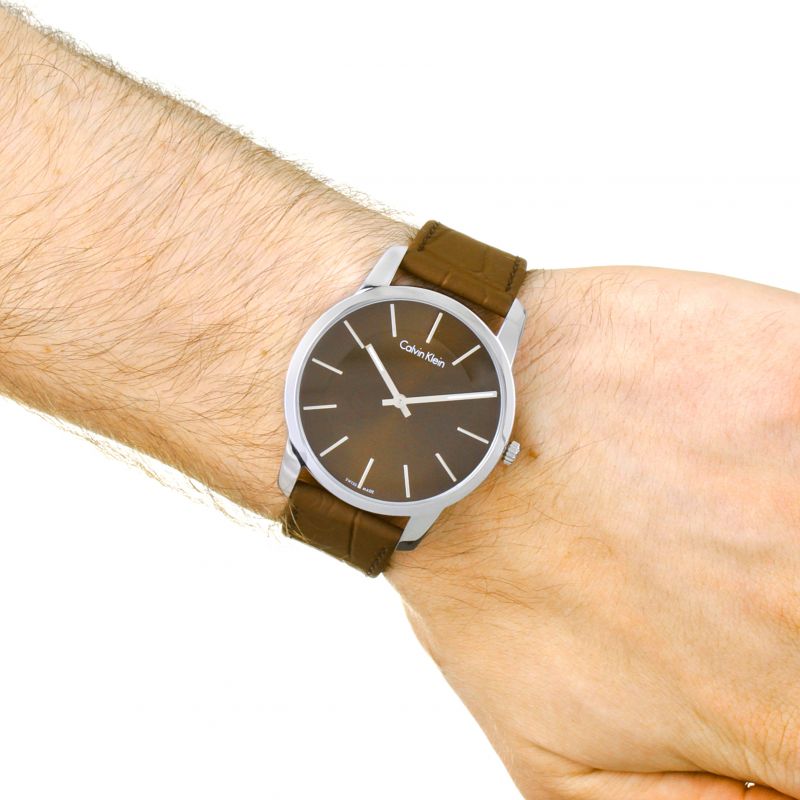 Calvin Klein City Brown Dial Brown Leather Strap Watch for Men - K2G211GK Buy Now By Calvin Klein