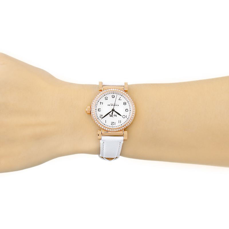 Coach Madison White Dial White Leather Strap Watch for Women - 14502401 Buy Now By Coach