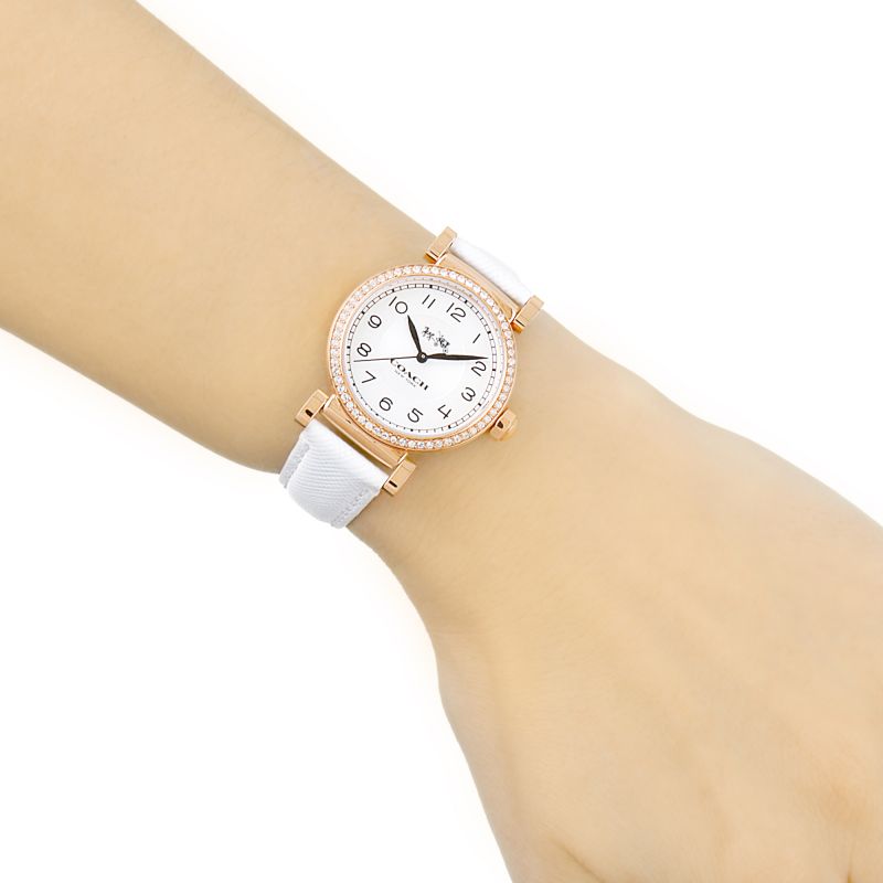 Coach Madison White Dial White Leather Strap Watch for Women - 14502401 Buy Now By Coach