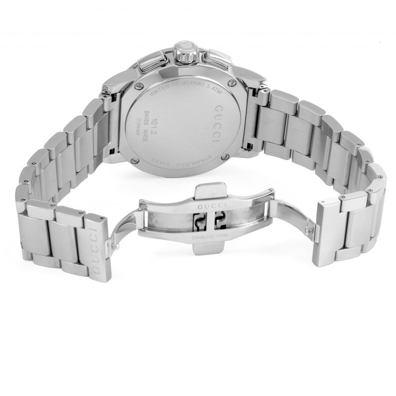 Gucci G Chrono Black Dial Silver Steel Strap Watch For Men - YA101204 Buy Now By Gucci