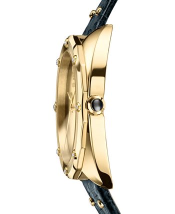Versace Shadov Gold Dial Green Leather Strap Watch For Women - VEBM01018 Buy Now By Versace