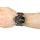 Diesel Mr Daddy 2.0 Chronograph Black Dial Black Leather Strap Watch For Men - DZ7348 Buy Now By Diesel