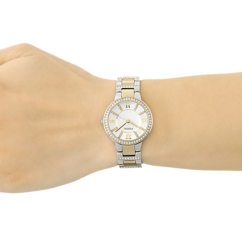 Fossil Virginia Silver Dial Two Tone Steel Strap Watch for Women - ES3503 Buy Now By Fossil