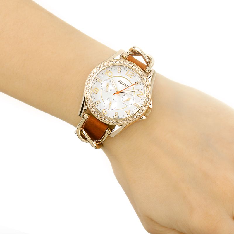 Fossil Riley Multifunction White Dial Orange Leather Strap Watch for Women - ES3723 Buy Now By Fossil