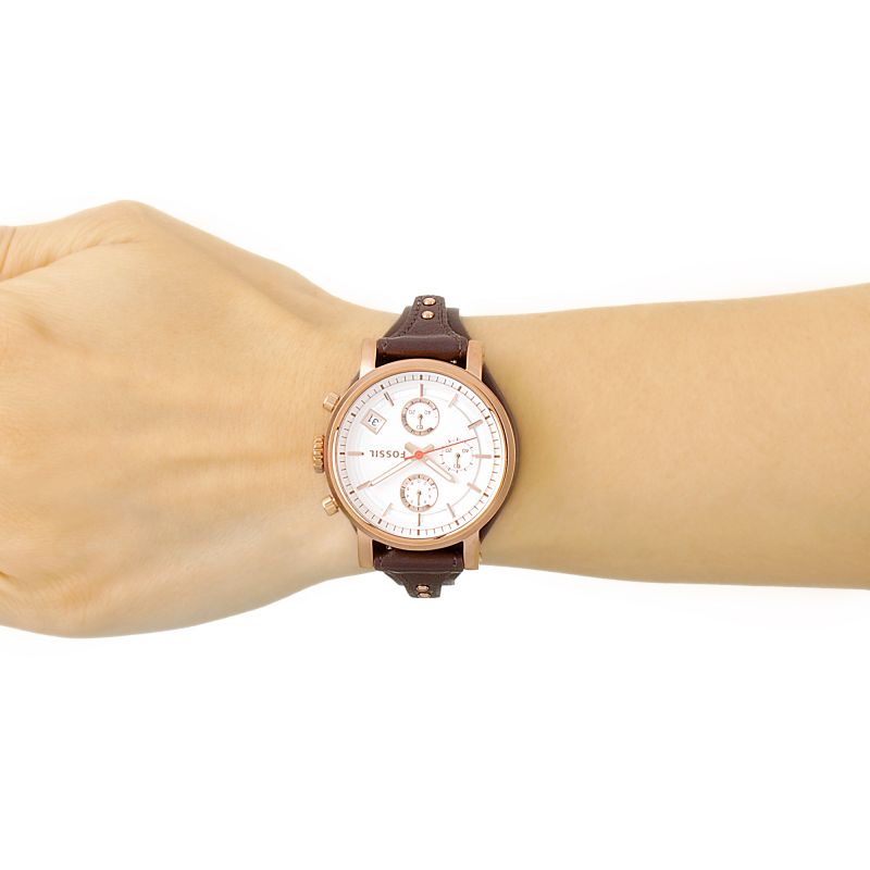 Fossil Boyfriend White Dial Brown Leather Strap Watch for Women - ES3616 Buy Now By Fossil
