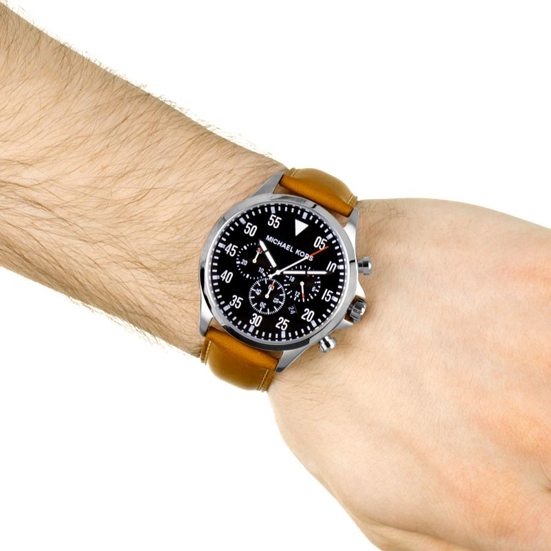 Michael Kors Gage Chronograph Quartz Black Dial Brown Leather Strap Watch For Men - MK8333 Buy Now By Michael Kors