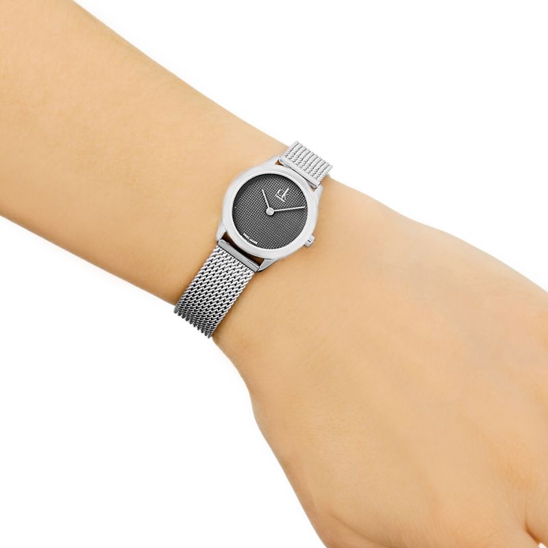 Calvin Klein Minimal Grey Dial Silver Mesh Bracelet Watch for Women - K3M2312X Buy Now By Calvin Klein
