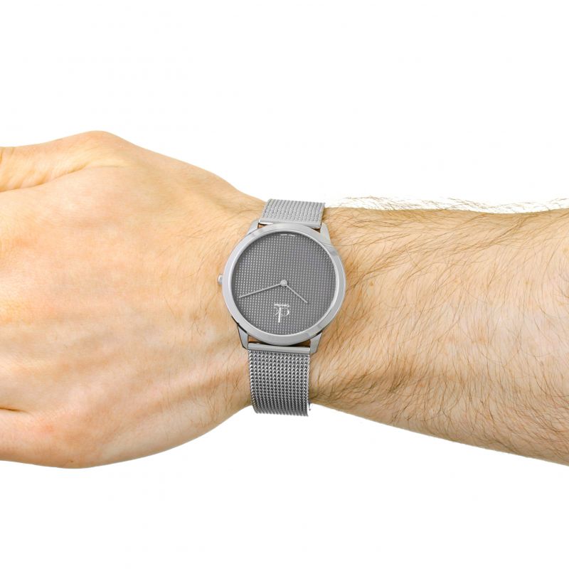 Calvin Klein Minimal Grey Dial Silver Mesh Bracelet Watch for Women - K3M2212X