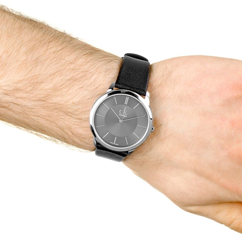 Calvin Klein Minimal Black Dial Black Leather Strap Watch for Men - K3M211C4 Buy Now By Calvin Klein