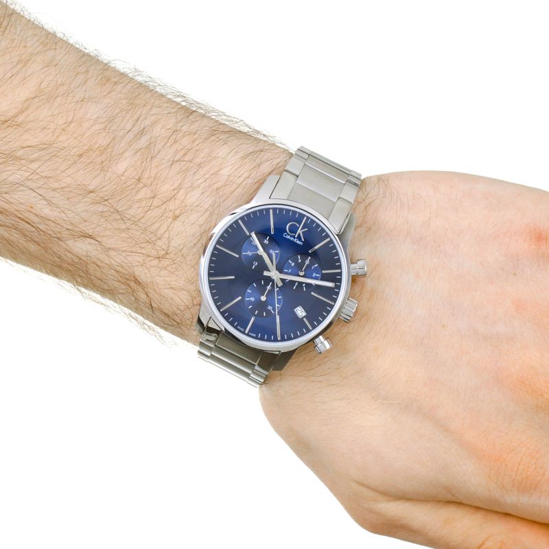 Calvin Klein City Chronograph Blue Dial Silver Steel Strap Watch for Men - K2G2714N Buy Now By Calvin Klein