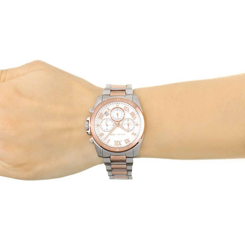 Michael Kors Brecken Chronograph White Dial Two Tone Steel Strap Watch For Women - MK6368 Buy Now By Michael Kors